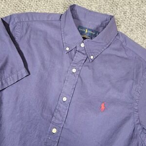 Polo Ralph Lauren Mens Slim Fit Feather Weight Twill Short Sleeve Shirt Large